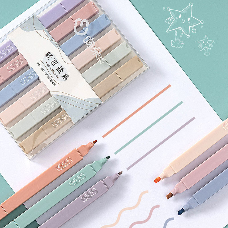 Pastel Highlighter Set Double Ended - Set di 6 evidenziatori a doppio