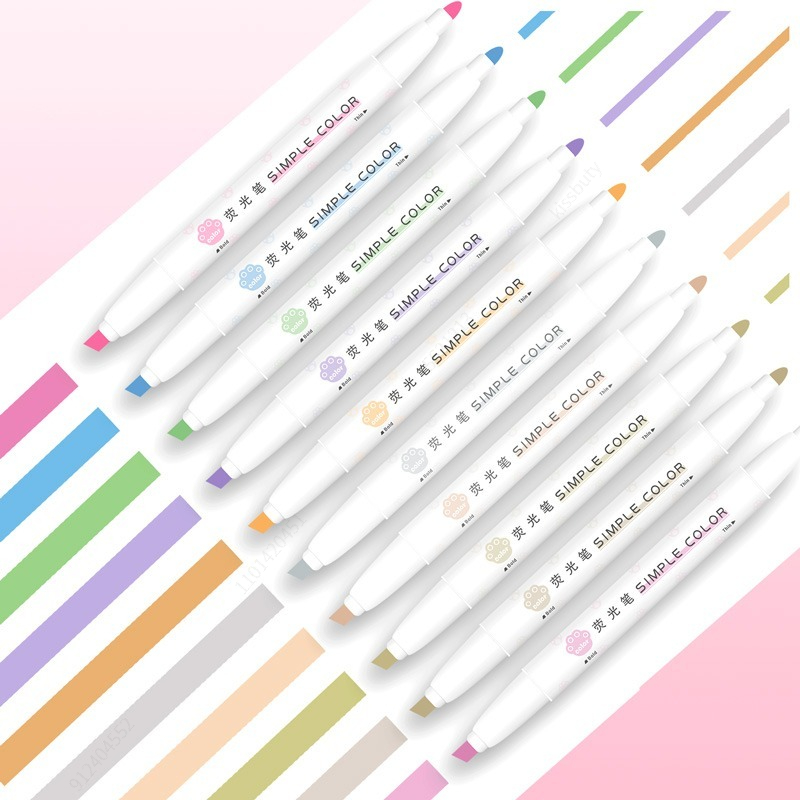 Pastel Highlighter Set Double Ended - 5 pezzi evidenziatori pastello colori penna